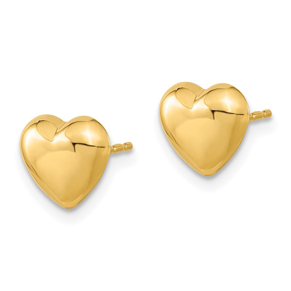 Designer 14K Gold Polished Heart Stud Earrings - Stylish & Affordable Elegance